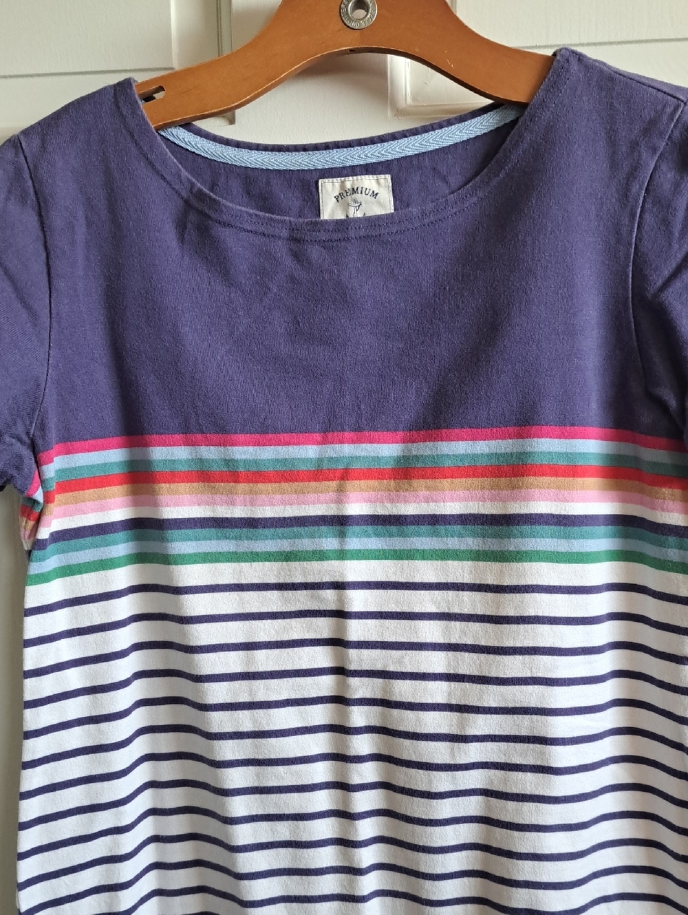 Joules Riviera Rainbow Stripe Cotton Shift T-Shirt Dress Nautical Comfy Causal - Picture 3 of 12